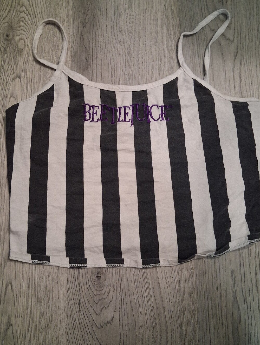 Beetlejuice Black White Striped Tank Top Cami Size Small